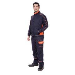 Veste, pantalon et combinaison Arc Flash ATPV 25 cal/cm² Classe 2, bleu marine/orange