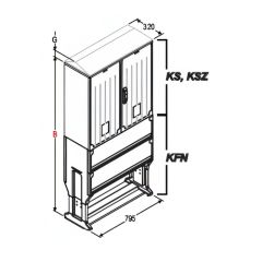 KS kast 80X80 IK-10, IP-44 Diepte 320 mm RAL 7035 + kelder