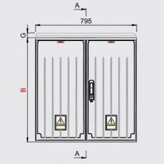 KS kast 80X80 IK-10, IP-44 Diepte 320 mm RAL 7035