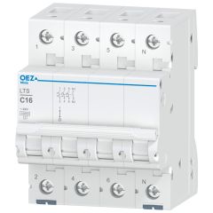 Miniatuur stroomonderbreker LTS 3P+N 16A curve C